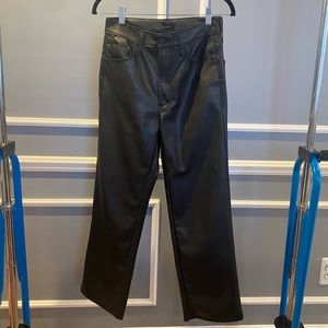 Mother The Rambler High Rise Faux Leather Straight Leg Jeans size 26